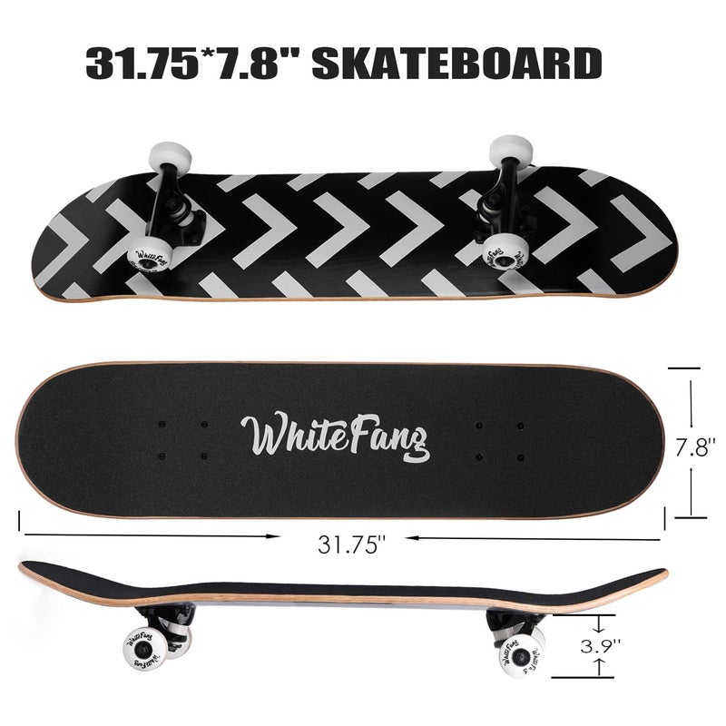 WhiteFang Skateboards for Beginners, Complete Skateboard 31 x 7.88, 7 Layer Canadian Maple Double Kick Concave Standard and Tricks Skateboards for Kids and Beginners (Arrow) - Image 5